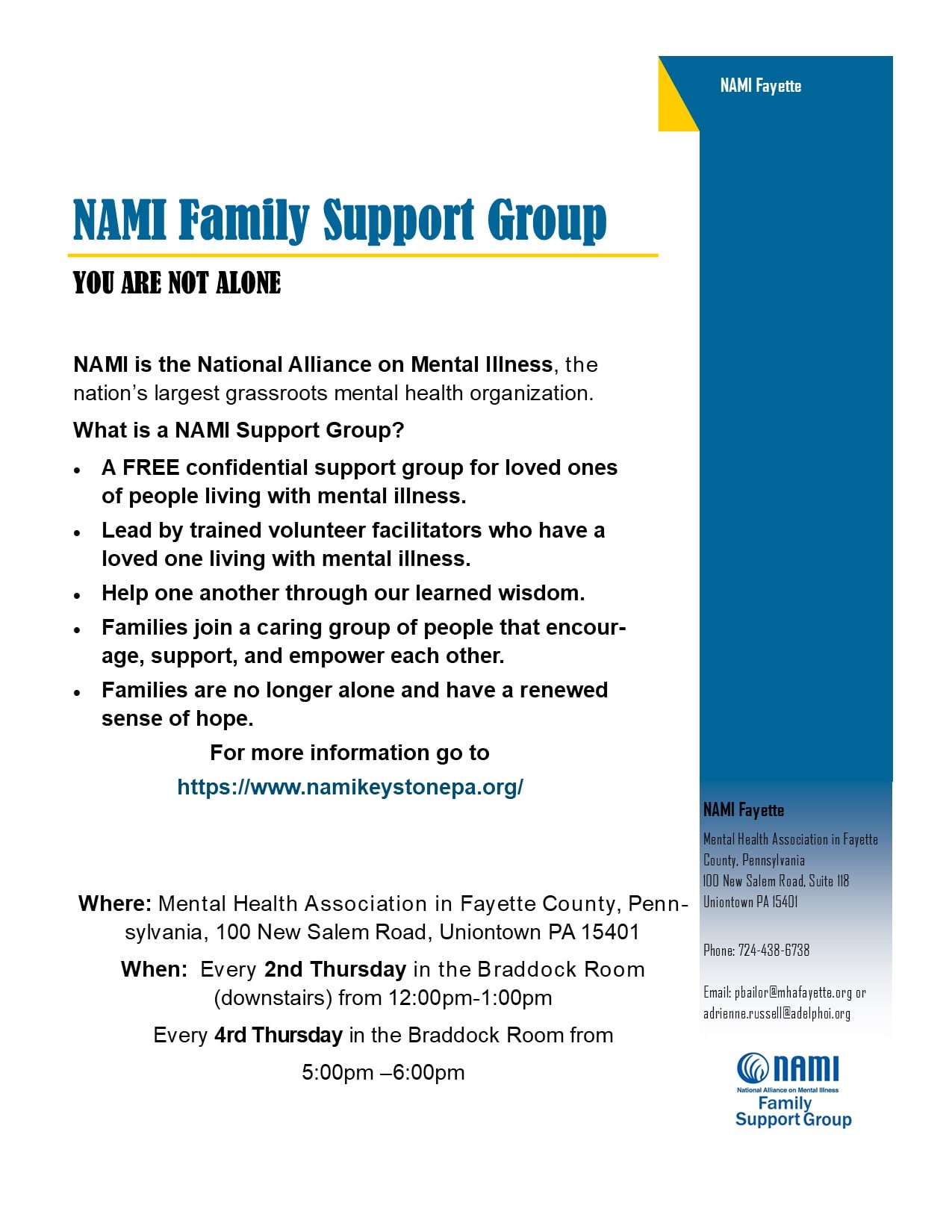 NAMI Family Support Group Flyer